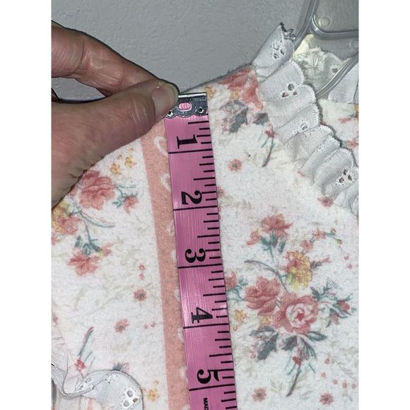 Vintage LL Bean By Lanz Flannel Nightgown Floral Ruffle Cottage Prairie Pink XL - Picture 7 of 16